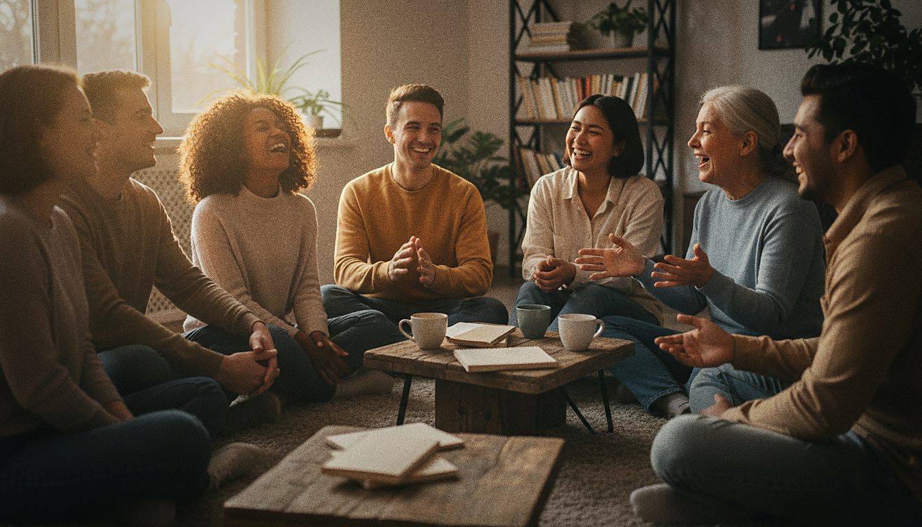 Personas conociéndose y haciendo amigos en Barcelona